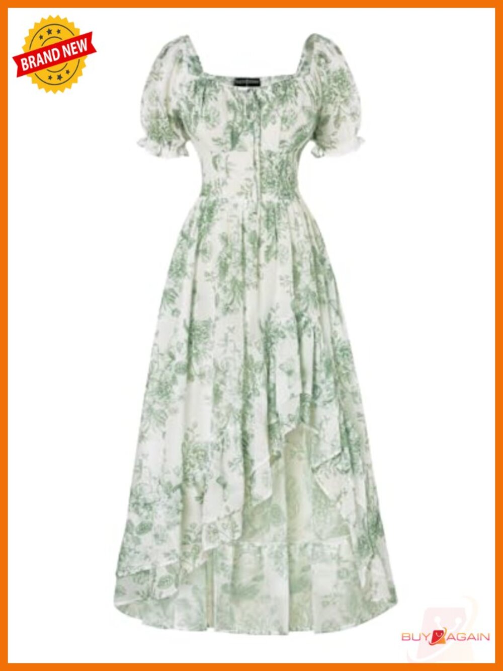 Corset Sundress Puff Sleeve Chiffon High Low Dress